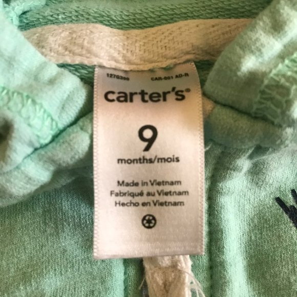 Carter's Baby Mint Wild & Free Zip Hoodie Size 9M - Picture 9 of 9